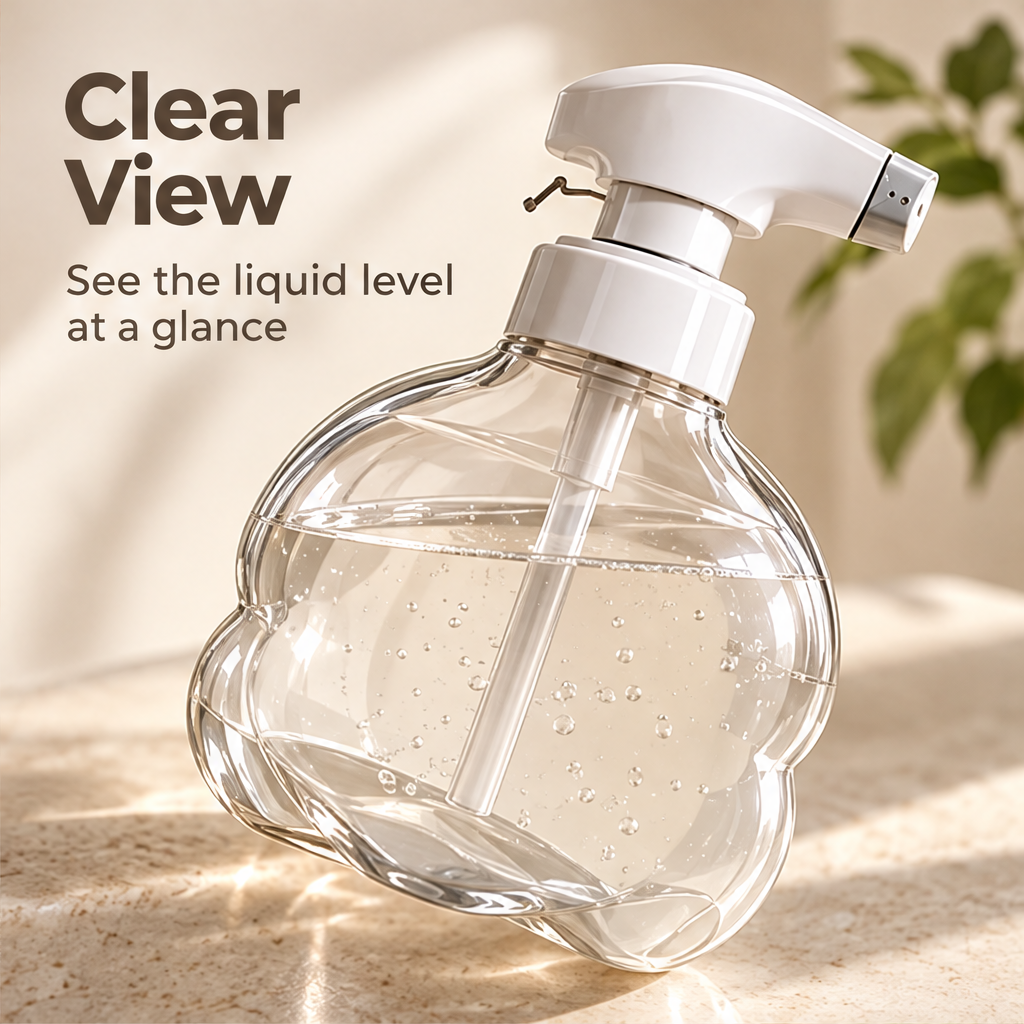 Clear curved bottle showing the remaining liquid level