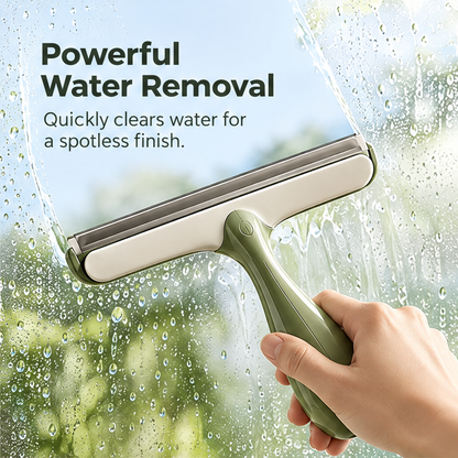 Front view of the sage squeegee and cream T-shaped head